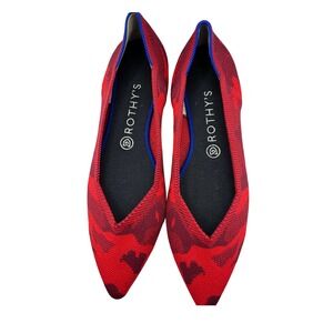 Rothy's The‎ Point Red Camo Knit Flats US Women's Size 10.5 Ballet Core Style